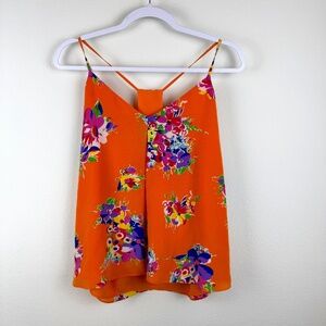 POLO RALPH LAUREN Orange Floral Racerback Silk Tank Upscale Chic / Size Large
